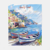 Amalfi Coast Italië Waterverf Sketch | Fleece Deken (Voorkant)