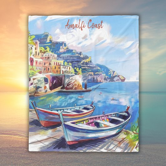 Amalfi Coast Italië Waterverf Sketch | Fleece Deken