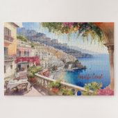 Amalfi Coast Italië Waterverf Sketch | Legpuzzel (Horizontaal)