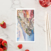 Amalfi Coast Italië Waterverf Sketch | Servet (Insitu)