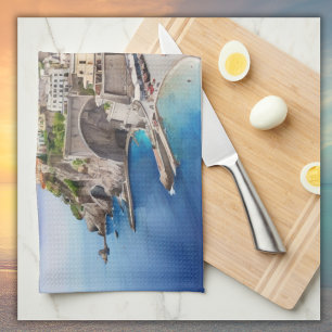 Amalfi Coast Italië Waterverf Sketch Theedoek
