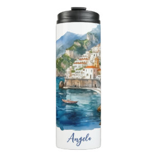 Amalfi Coast Italië Waterverf Thermosbeker