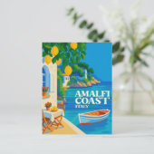Amalfi Coast Italy Lemon Tree Vintage Travel Briefkaart (Staand voorkant)