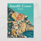 Amalfi Coast Italy Retro Iconic Positano View Briefkaart (Voorkant)
