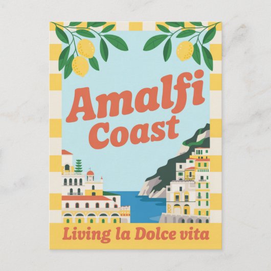 Amalfi Coast Italy Retro Living la Dolce Vita Briefkaart (Voorkant)