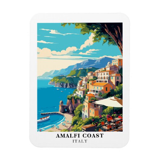 Amalfi Coast Italy Retro Travel Souvenir  Magneet (Verticaal)