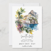 Amalfi Coast Italy save the date card Bedankkaart (Voorkant)