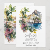 Amalfi Coast Italy save the date card Bedankkaart (Voorkant / Achterkant)
