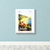 Amalfi Coast, Italy Vintage Travel Advertisement Canvas Afdruk (Insitu (Houten vloer))