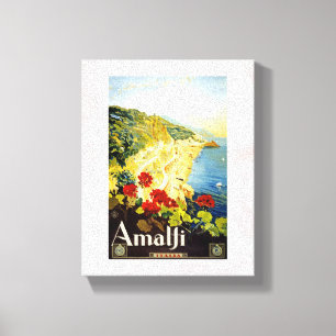 Amalfi Coast, Italy Vintage Travel Advertisement Canvas Afdruk