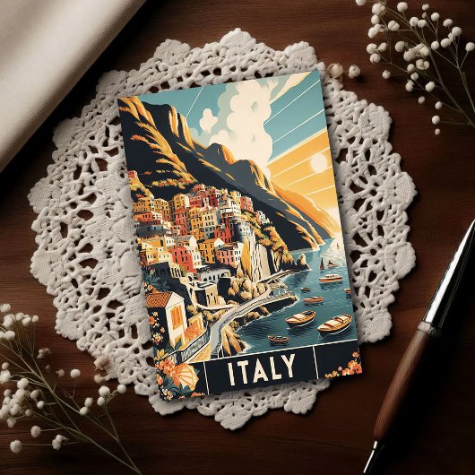 Amalfi Coast Italy Vintage Travel Briefkaart