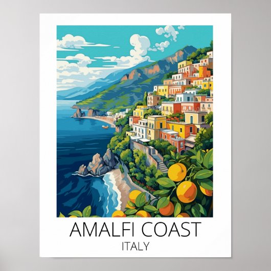 Amalfi Coast Italy Vintage Travel Poster (Voorkant)