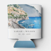 Amalfi Coast Italy Waterverf Landscape Weddenschap Blikjeskoeler (Achterkant)