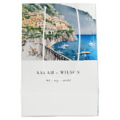 Amalfi Coast Italy Waterverf Landscape Weddenschap Medium Cadeauzakje (Achterkant)