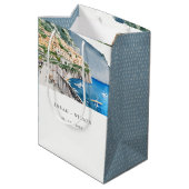 Amalfi Coast Italy Waterverf Landscape Weddenschap Medium Cadeauzakje (Achterkant Gekanteld)