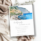 Amalfi Coast Italy Waterverf Landscape Weddenschap RSVP Kaartje