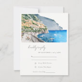 Amalfi Coast Italy Waterverf Landscape Weddenschap RSVP Kaartje (Voorkant)