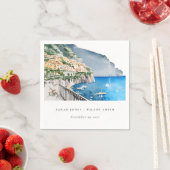 Amalfi Coast Italy Waterverf Landscape Weddenschap Servet (Insitu)