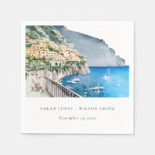 Amalfi Coast Italy Waterverf Landscape Weddenschap Servet (Voorkant)