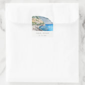 Amalfi Coast Italy Waterverf Landscape Weddenschap Vierkante Sticker (Tas)