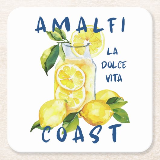 Amalfi Coast – La Dolce Vita Limoncello Lemons Kartonnen Onderzetters (Voorkant)