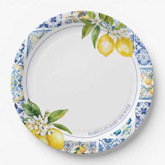 Amalfi Coast Lemon Baby shower Bord (Voorkant)