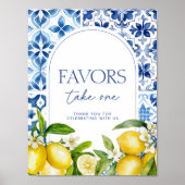 Amalfi Coast Lemon Baby Shower Favors Sign Poster (Voorkant)