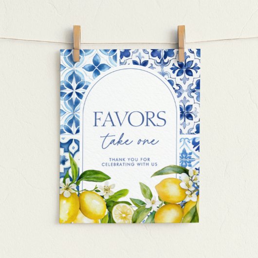 Amalfi Coast Lemon Baby Shower Favors Sign Poster