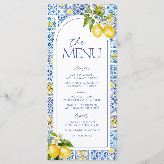 Amalfi Coast Lemon Baby shower Menu (Voorkant)
