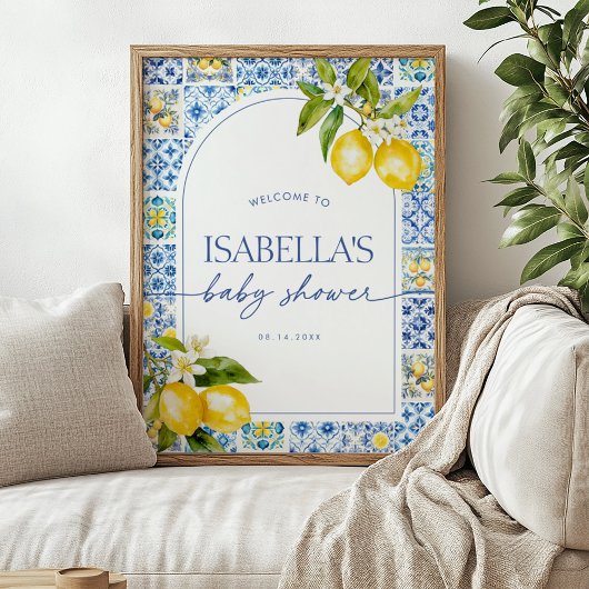 Amalfi Coast Lemon Baby shower Welkomstbord Poster