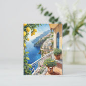 Amalfi Coast Lemon Balcony Ocean Uitzicht Retro Re Briefkaart (Staand voorkant)