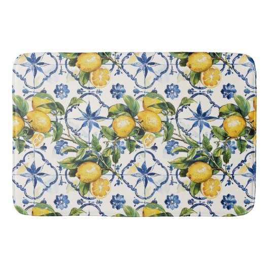 Amalfi Coast Lemon en Tegels Patroon Badmat (Voorkant)