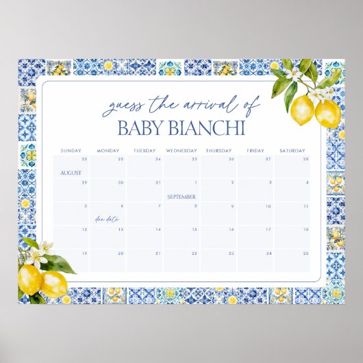 Amalfi Coast Lemon Guess Baby's vervaldatum kalend Poster (Voorkant)