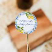 Amalfi Coast Lemon Mediterraan Baby shower Ronde Sticker