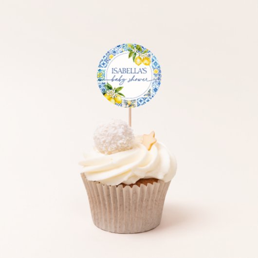 Amalfi Coast Lemon Mediterraan Baby shower Ronde Sticker