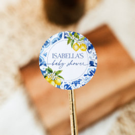 Amalfi Coast Lemon Mediterraan Baby shower Ronde Sticker
