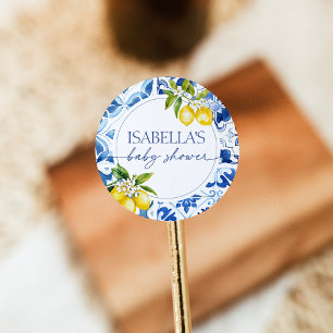 Amalfi Coast Lemon Mediterraan Baby shower Ronde Sticker