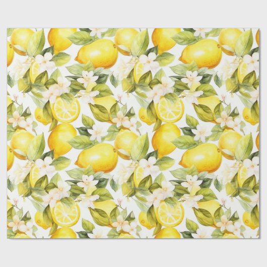Amalfi Coast Lemon Pattern Cadeaupapier (Vlak)