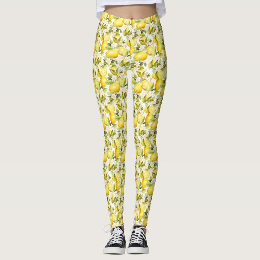 Amalfi Coast Lemon Pattern Leggings (Voorkant)