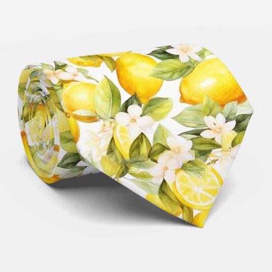 Amalfi Coast Lemon Pattern Stropdas (Opgerold)