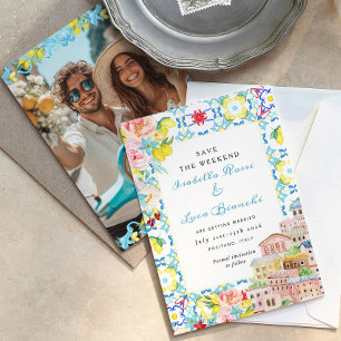 Amalfi Coast Lemon tegels Italiaans Huwelijk Save The Date