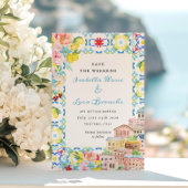 Amalfi Coast Lemon tegels Italiaans Huwelijk Save The Date