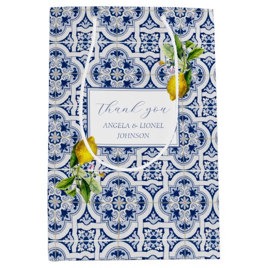 Amalfi Coast Lemon Tegels Italië Gepersonaliseerde Medium Cadeauzakje (Voorkant)