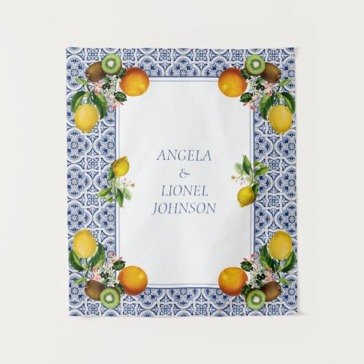 Amalfi Coast Lemon Tegels Italië Gepersonaliseerde Wandkleed (Voorkant)