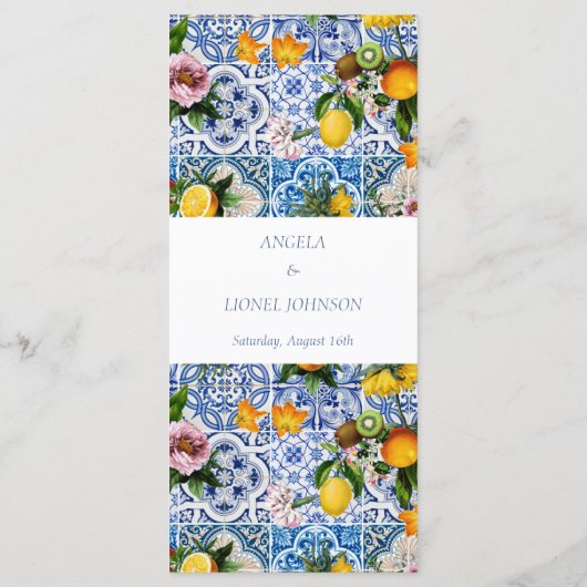 Amalfi Coast Lemon Tegels Italië Huwelijk Menu (Achterkant)