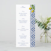 Amalfi Coast Lemon Tegels Italië Huwelijk Menu (Staand voorkant)
