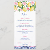 Amalfi Coast Lemons Blue White Tiles Baby shower Menu (Voorkant)