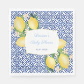 Amalfi Coast Lemons Italiaans blauw Tegels Baby sh Servet (Voorkant)