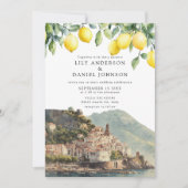 Amalfi Coast Lemons Italian QR Code Wedding Kaart (Voorkant)