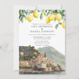 Amalfi Coast Lemons Italian QR Code Wedding Kaart
